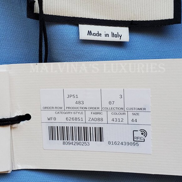 GUCCI DRESS CADY CREPE WOOL SILK SKY BLUE w CRYSTAL G LOGO sz IT 44 US 8 - Picture 12 of 15